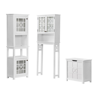Derby 5-Piece Bathroom Storage Set with Over Toilet Shelf, Wall-Mounted  Cabinet, Hamper, Floor Cabinet, and Storage Hutch