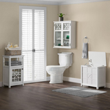Derby 3-Piece Bathroom Set with Wall Mounted Bath Cabinet, Hamper, and Floor Cabinet