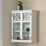 Derby 27"W x 29"H Wall Mounted Bath Storage Cabinet with Glass Cabinet Doors