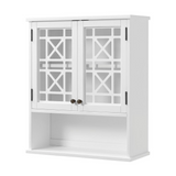 Derby 27"W x 29"H Wall Mounted Bath Storage Cabinet with Glass Cabinet Doors and Shelf