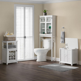 Derby 4-Piece Bathroom Set with Over Toilet Shelf, Wall Mounted Cabinet,  Hamper, and Floor Cabinet