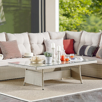 Canaan Outdoor Wicker Corner Sectional Loveseat and Sofa with 57