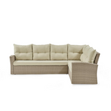 Canaan Outdoor Wicker Corner Sectional Loveseat and Sofa with 57"L Coffee Table