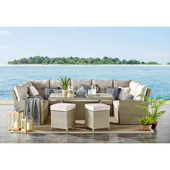 Canaan All-Weather Wicker Outdoor Horseshoe Sectional Sofa with Cushions