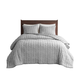 100% Cotton Coverlet Mini Set Gray