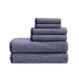 100% Cotton Dobby Yarn Dyed 6pcs Towel Set, Blue