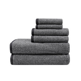 100% Cotton Dobby Yarn Dyed 6pcs Towel Set, Black