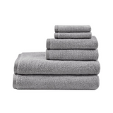 100% Cotton Dobby Yarn Dyed 6pcs Towel Set, Black