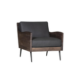 Karma Genuine Leather Live Edge Accent Chair, Slate