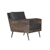 Karma Genuine Leather Live Edge Accent Chair, Slate