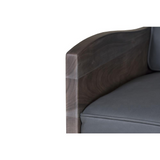 Karma Genuine Leather Live Edge Accent Chair, Slate