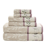 100% Cotton Jacquard Embroidered 6pcs Towel Set