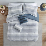 West 100% Cotton Jacquard 5pcs Cotton Comforter Set - Blue