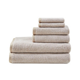 100% Cotton Dobby Yarn Dyed 6pcs Towel Set, Natural