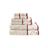 100% Cotton Jacquard 6 Piece Towel Set w/ Embroidery,MP73-4967