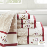 100% Cotton Jacquard 6 Piece Towel Set w/ Embroidery,MP73-4967