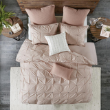 100% Cotton Percale Solid Comforter Mini Set w/ Embroidery,II10-1012