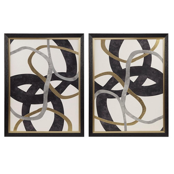 Abstract Gold Foil Framed Canvas 2 Piece Set