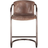 Chiavari Distressed Jet Brown Leather Counter Chairs, Set of 2