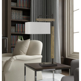 Alloa Metal/Wood Desk Lamp With Rectangular Linen Shade