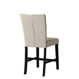 Classic 24" Counter Height Side Chair Tufted in Linen Fabric **Set of 2**, Beige