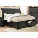 Sleigh Eastern King Bed in Rustic Grey