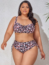Nahla Plus Size Printed Drawstring Detail Bikini Set