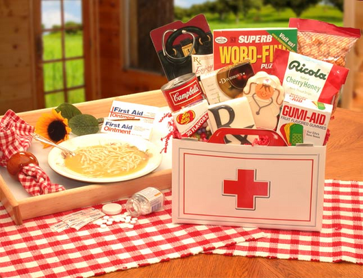 First Aid For The Ailing Get Well Gift Box - get well soon basket - get well soon gifts for women - get well soon gifts for men