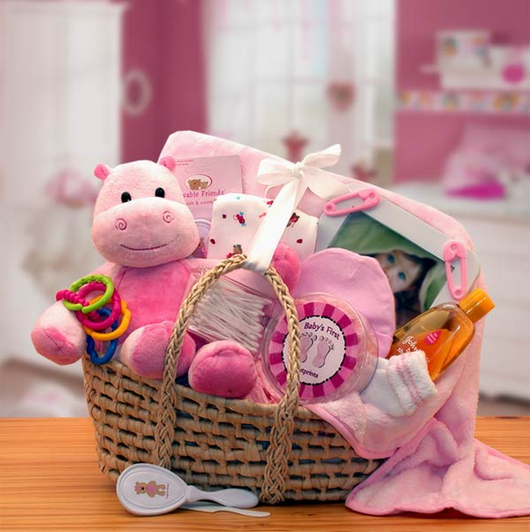 Our Precious Baby Basket - Pink - baby bath set -  baby girl gifts - new baby gift basket - baby gift baskets - baby shower gifts