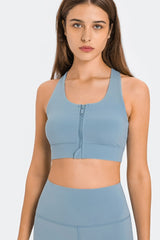 Zip Up Racerback Sports Bra