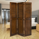 Bahama Shutter Wood Room Divider | Fully Assembled | Tropical Walnut Brown
