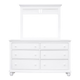Bahama White Shutter Wood 6 Drawer Double Dresser with Mirror