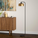 Cadmus 57" Tall Floor Lamp with Metal Shade in Blackened Bronze/Brass/Brass