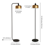 Cadmus 57" Tall Floor Lamp with Metal Shade in Blackened Bronze/Brass/Brass