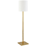 Braun Square Base Floor Lamp with Fabric Shade in Brass/White