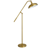 Devon Boom Arm Floor Lamp with Metal Shade in Brass/Brass