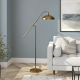 Devon Boom Arm Floor Lamp with Metal Shade in Brass/Brass