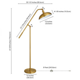 Devon Boom Arm Floor Lamp with Metal Shade in Brass/Brass