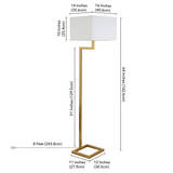 Xavier 64" Tall Floor Lamp with Fabric Shade in Brass/White