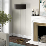 Estella Two-Tone Floor Lamp with Fabric Shade in Matte Black/Brass/Black
