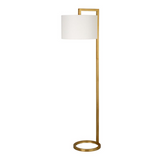 Grayson 64" Tall Floor Lamp with Fabric Shade in Brass/White
