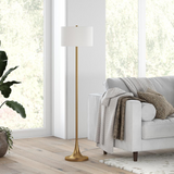 Josephine 62" Tall Floor Lamp with Fabric Shade in Brass/White