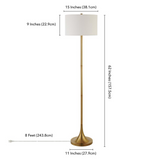 Josephine 62" Tall Floor Lamp with Fabric Shade in Brass/White