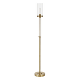 Frieda 66" Tall Floor Lamp with Glass Shade in Brass/Clear