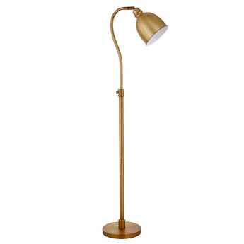Vincent Adjustable/Arc Floor Lamp with Metal Shade in Brass/Brass