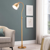 Vincent Adjustable/Arc Floor Lamp with Metal Shade in Brass/Brass