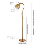 Vincent Adjustable/Arc Floor Lamp with Metal Shade in Brass/Brass