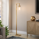 Malva 67.75" Tall Floor Lamp with Glass Shade in Brass/Clear