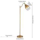 Beverly 65" Tall Floor Lamp with Metal Shade in Brass/Brass