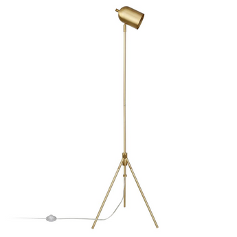 Bruno Tripod Floor Lamp with Metal Shade in Brass/Brass